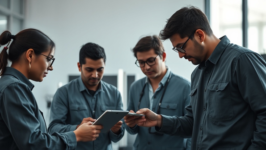 Equipe colaborando em projeto de tecnologia